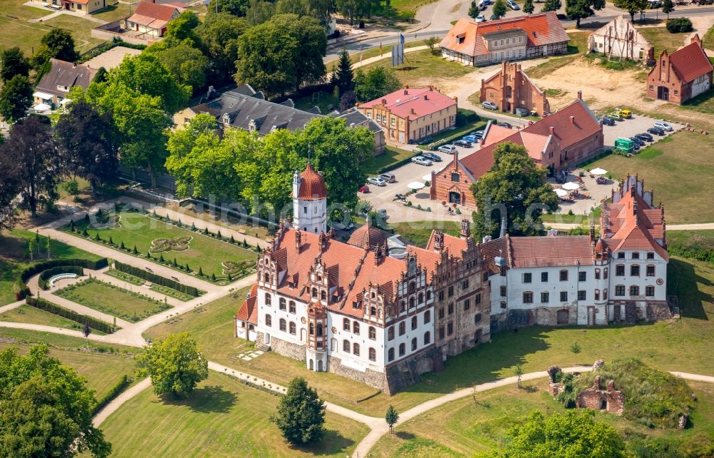 Basedow from above - Castle Basedow in Basedow in the state Mecklenburg - Western Pomerania