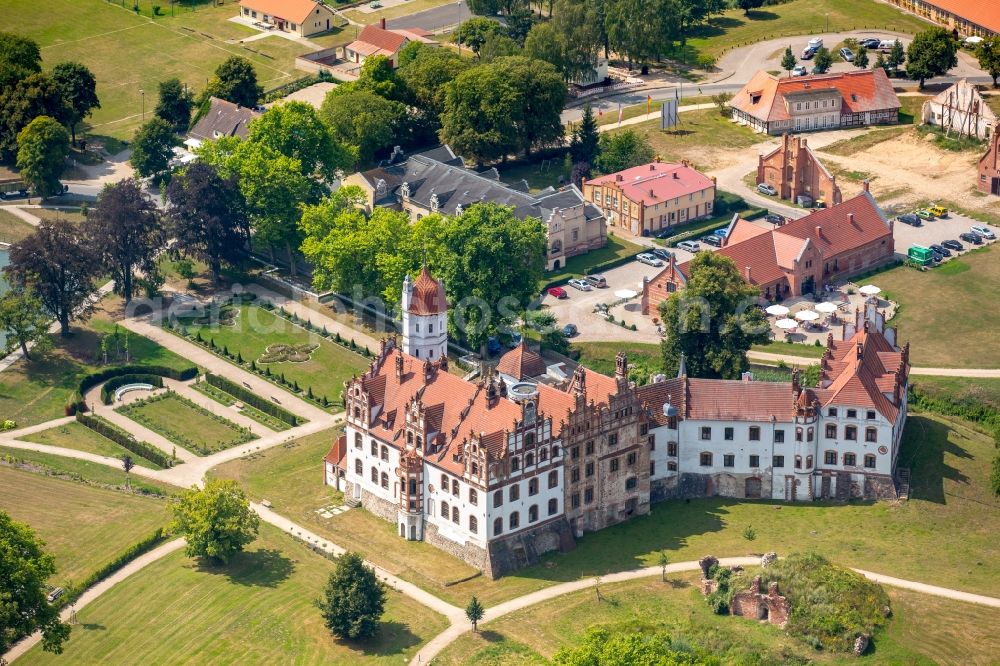 Basedow from the bird's eye view: Castle Basedow in Basedow in the state Mecklenburg - Western Pomerania