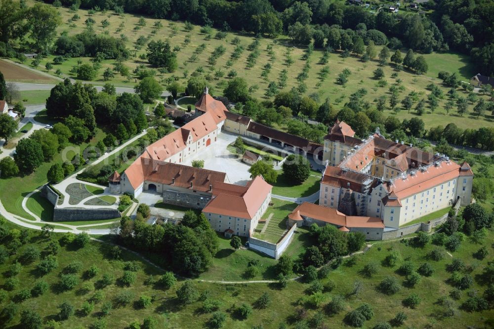 Aerial photograph Ellwangen (Jagst) - Castle of Schloss ob Ellwangen in Ellwangen (Jagst) in the state Baden-Wuerttemberg