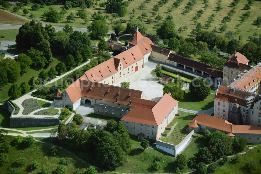 Ellwangen (Jagst) from above - Castle of Schloss ob Ellwangen in Ellwangen (Jagst) in the state Baden-Wuerttemberg