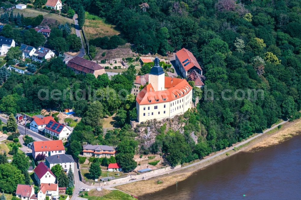 Neuhirschstein from above - Castle of Schloss Hirschstein in Neuhirschstein in the state Saxony, Germany