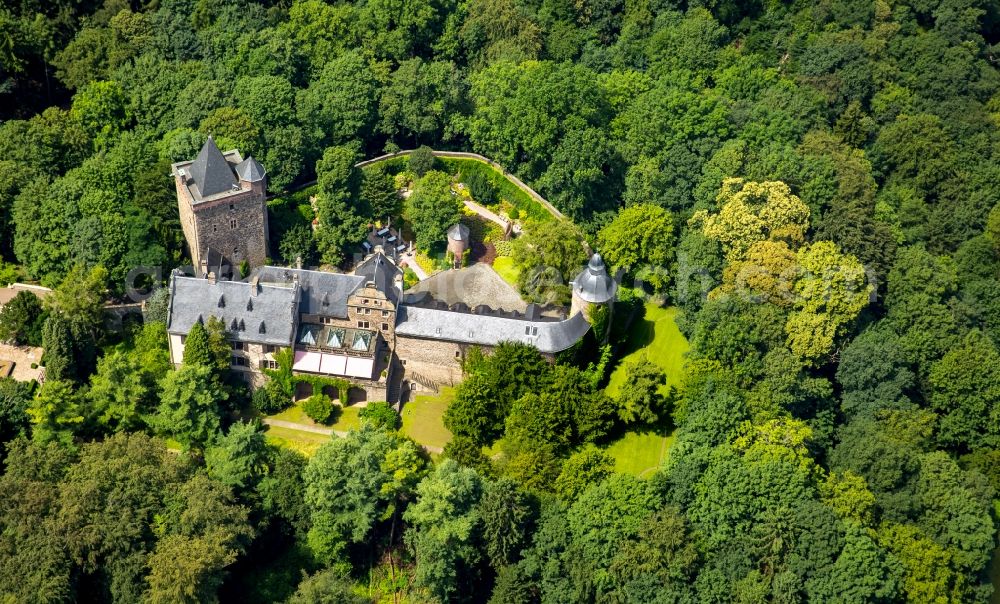 Essen from above - Castle of Schloss Schloss Landsberg on August-Thyssen-Strasse in Essen in the state North Rhine-Westphalia