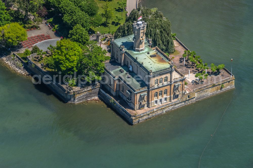 Aerial image Langenargen - Castle of Schloss Montfort on street Untere Seestrasse in Langenargen at Bodensee in the state Baden-Wuerttemberg, Germany