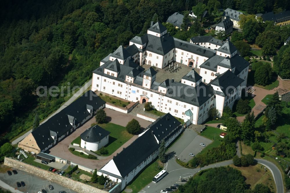 Aerial photograph Augustusburg - Castle of Schloss and theater in Augustusburg in the state Saxony