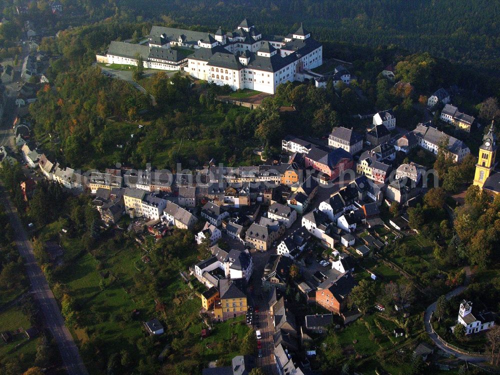 Augustusburg from above - Castle of Schloss and theater in Augustusburg in the state Saxony