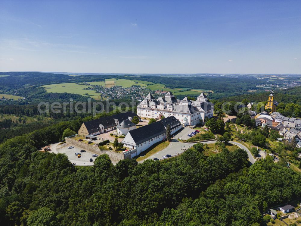 Augustusburg from the bird's eye view: Castle of Schloss and theater in Augustusburg in the state Saxony