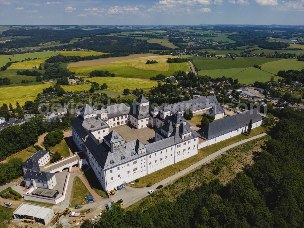 Augustusburg from above - Castle of Schloss and theater in Augustusburg in the state Saxony