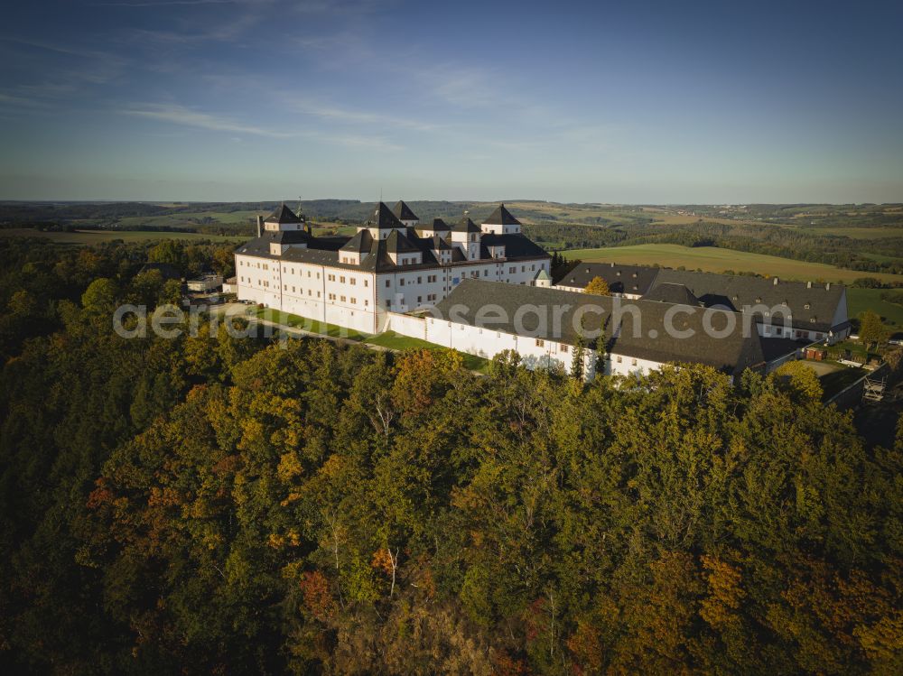 Augustusburg from above - Castle of Schloss and theater in Augustusburg in the state Saxony