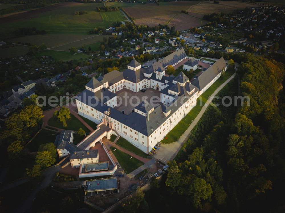 Augustusburg from the bird's eye view: Castle of Schloss and theater in Augustusburg in the state Saxony