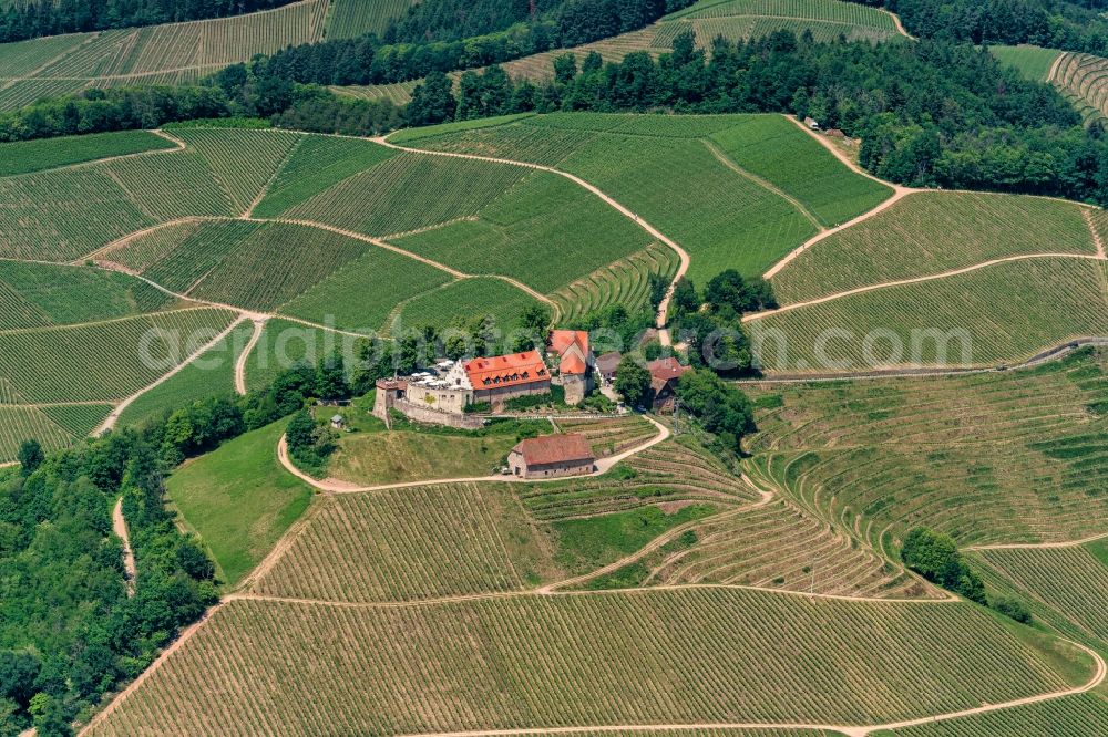 Aerial photograph Durbach - Castle of Schloss Staufenberg in Durbach in the state Baden-Wurttemberg, Germany