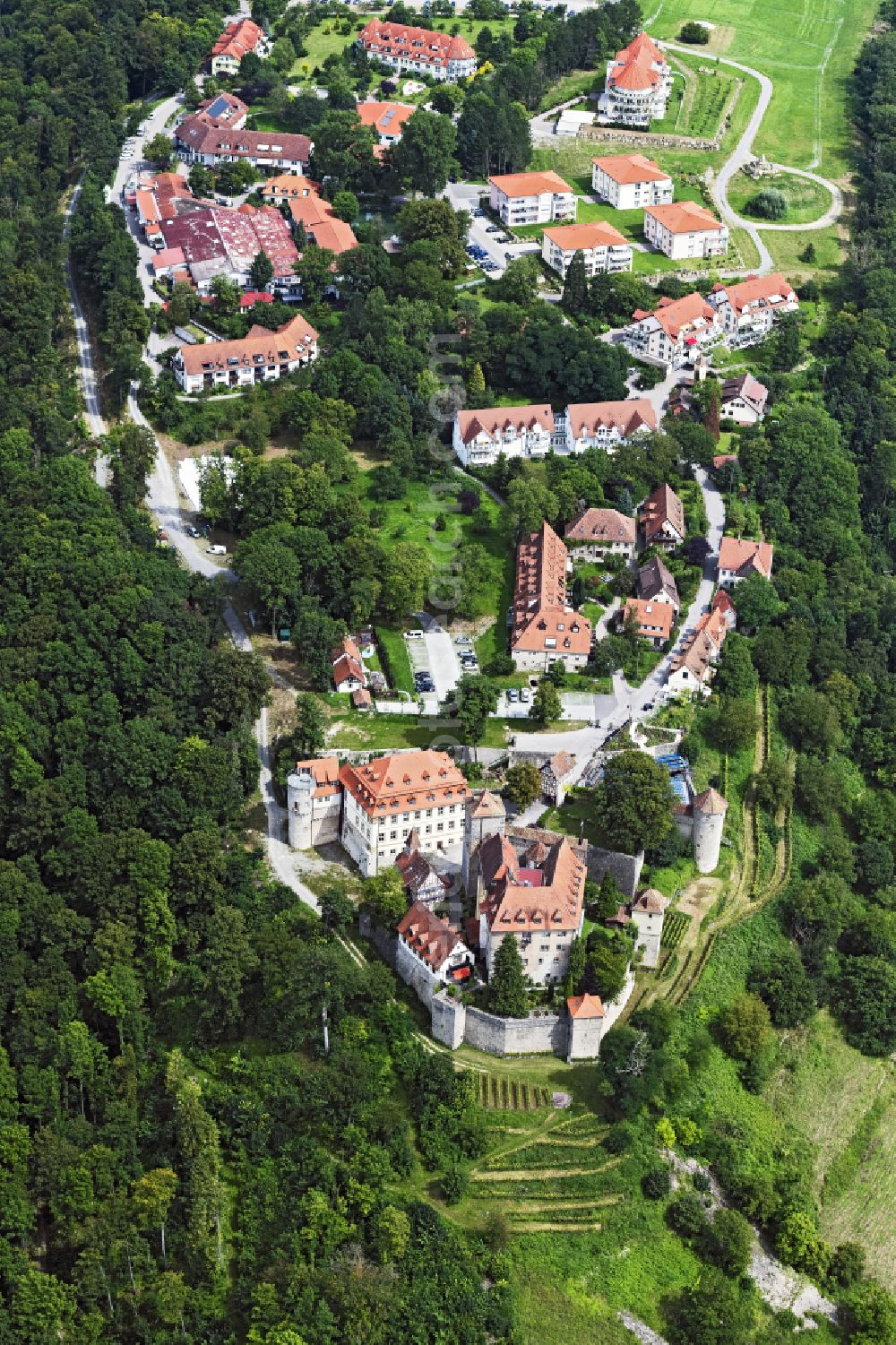 Aerial photograph Künzelsau - Castle of Stetten in Kuenzelsau in the state Baden-Wuerttemberg, Germany