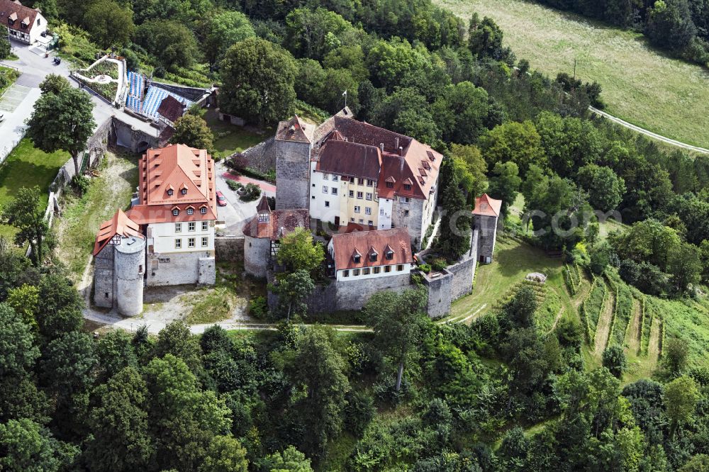 Künzelsau from above - Castle of Stetten in Kuenzelsau in the state Baden-Wuerttemberg, Germany