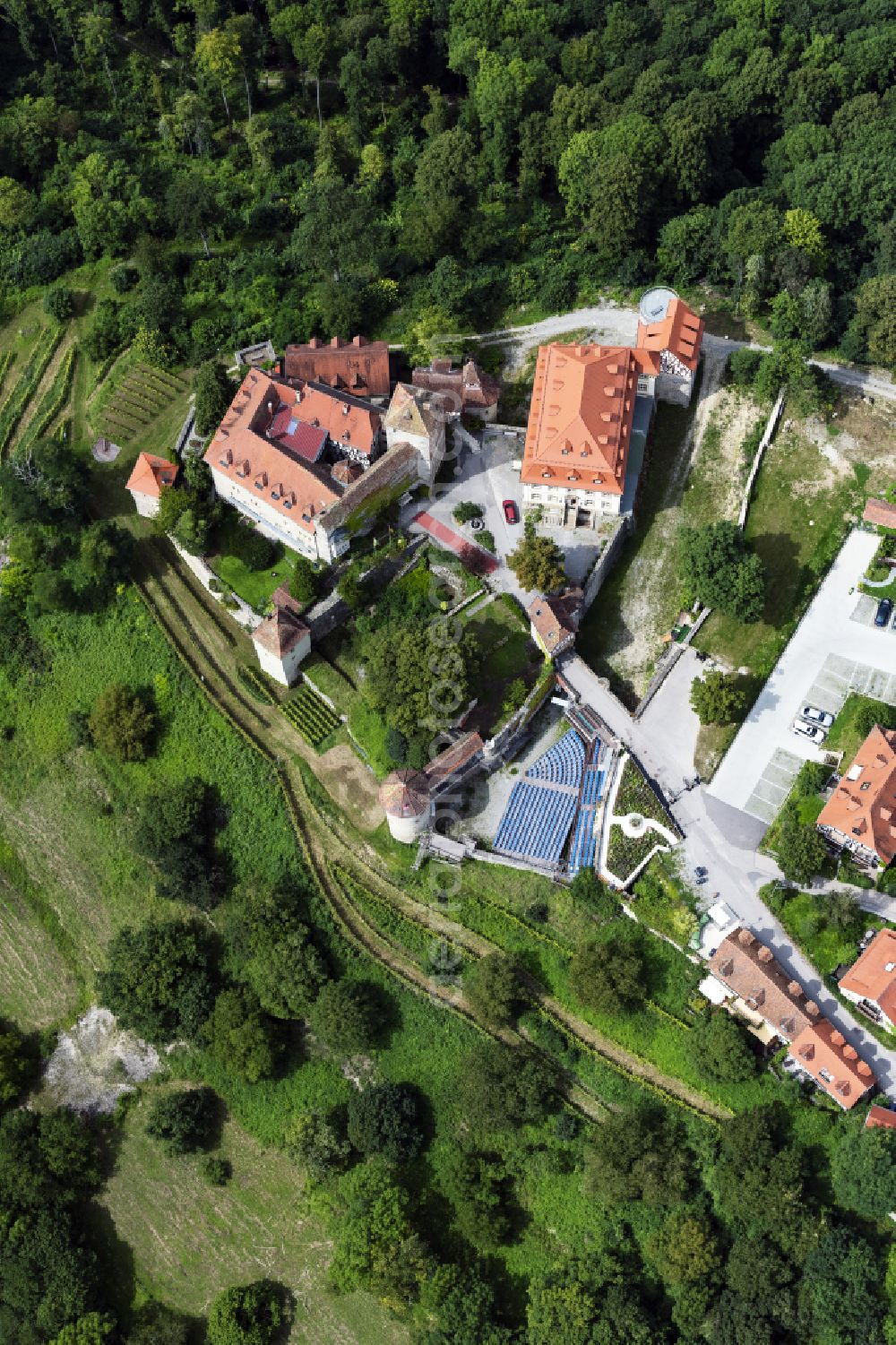 Aerial image Künzelsau - Castle of Stetten in Kuenzelsau in the state Baden-Wuerttemberg, Germany