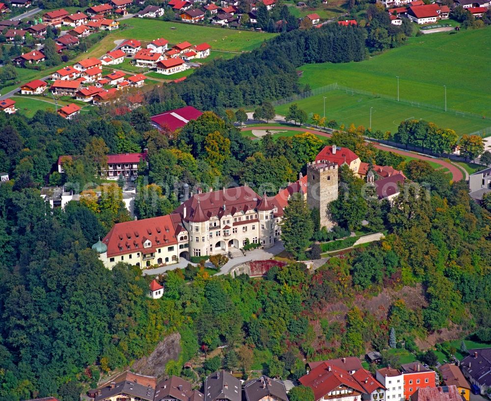 Neubeuern from above - Castle of Schloss Stiftung Landerziehungsheim Neubeuern in Neubeuern in the state Bavaria, Germany