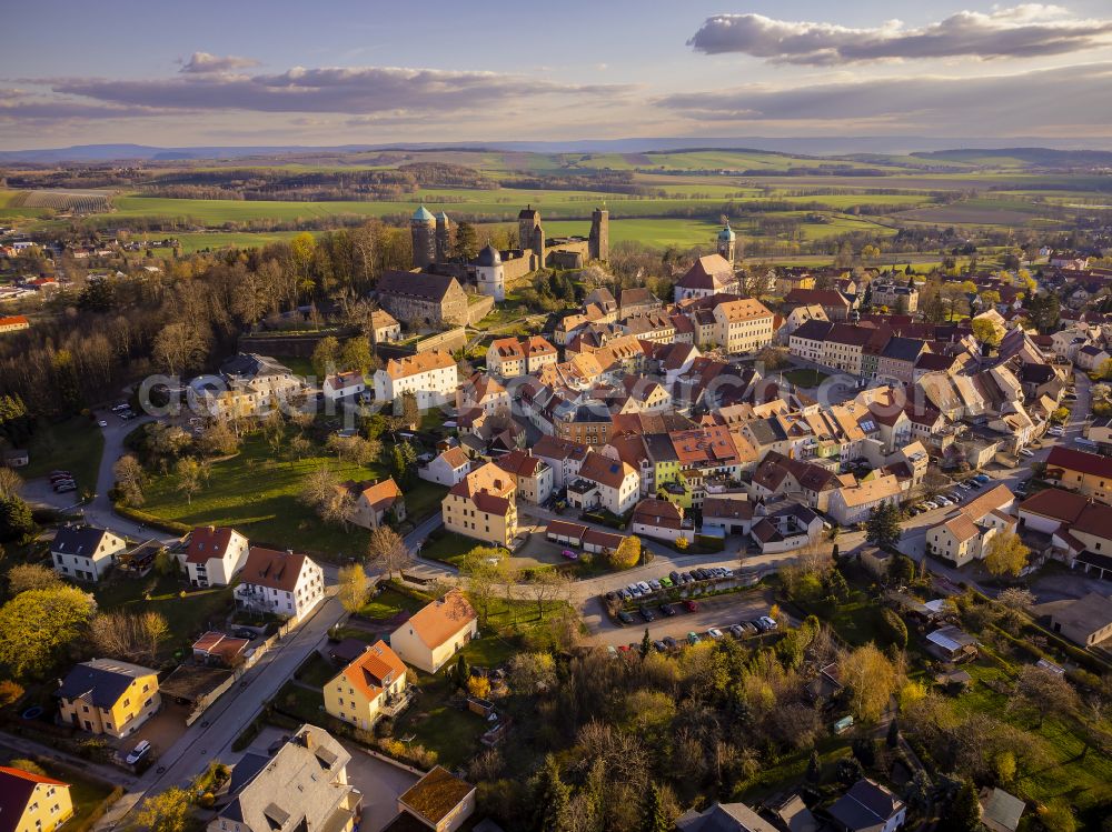 Stolpen from above - Castle of Schloss in Stolpen in the state Saxony, Germany