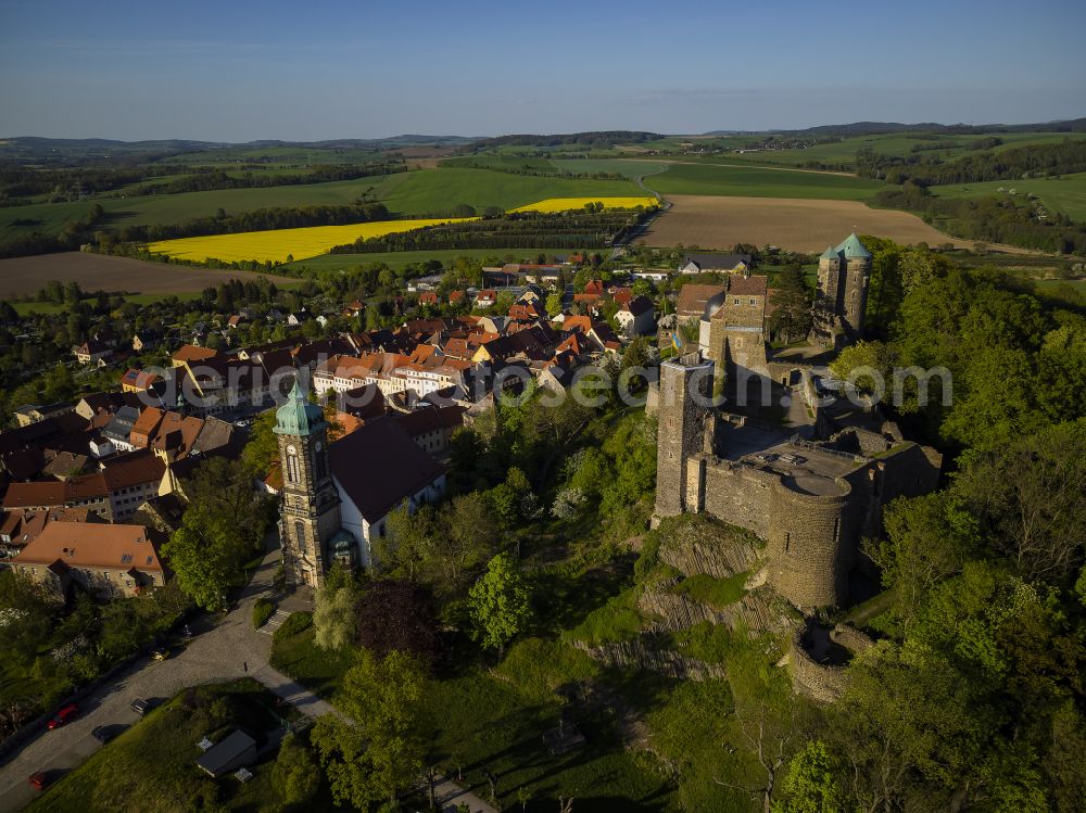 Stolpen from the bird's eye view: Castle of Schloss in Stolpen in the state Saxony, Germany