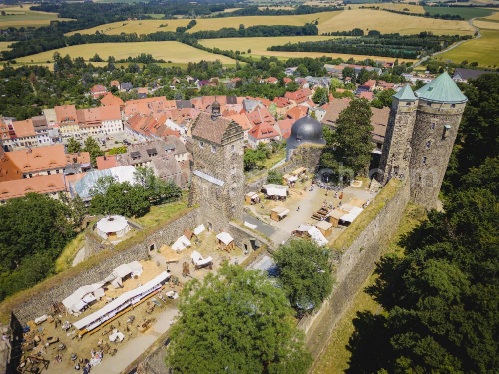 Stolpen from above - Castle of Schloss in Stolpen in the state Saxony, Germany