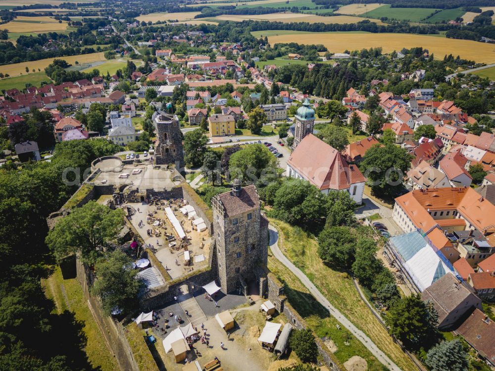 Stolpen from the bird's eye view: Castle of Schloss in Stolpen in the state Saxony, Germany