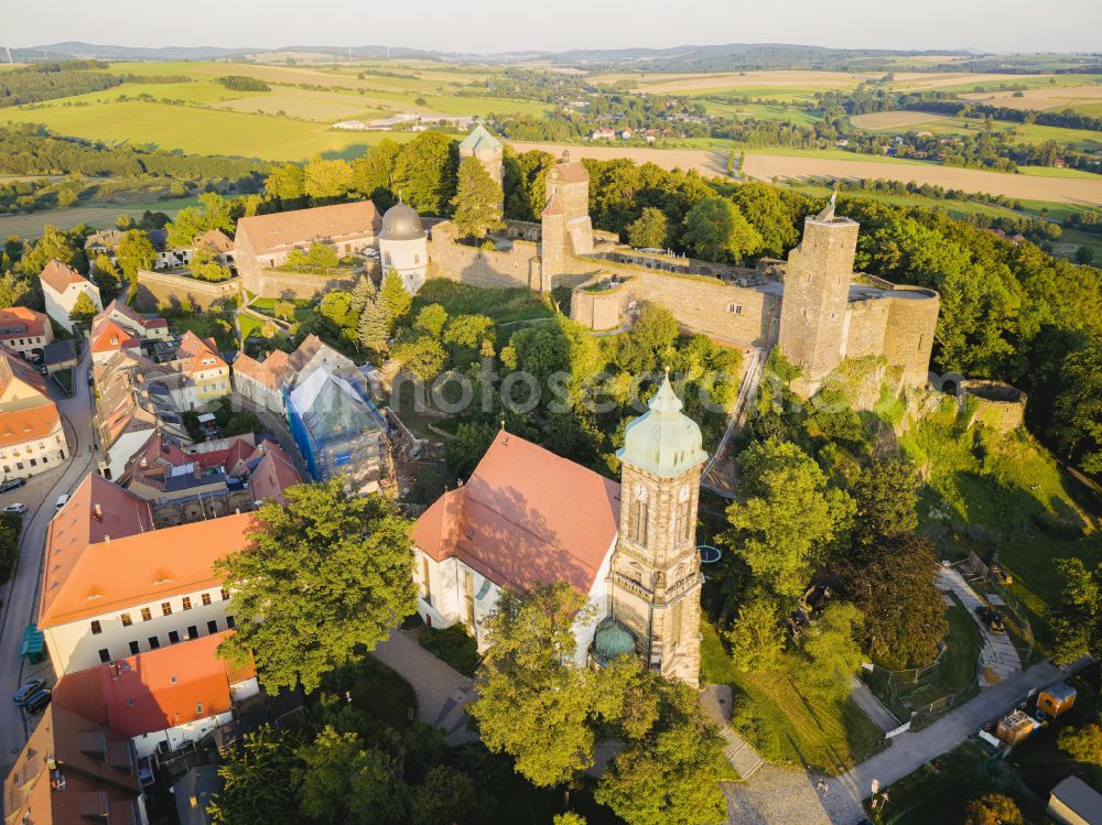 Stolpen from above - Castle of Schloss in Stolpen in the state Saxony, Germany