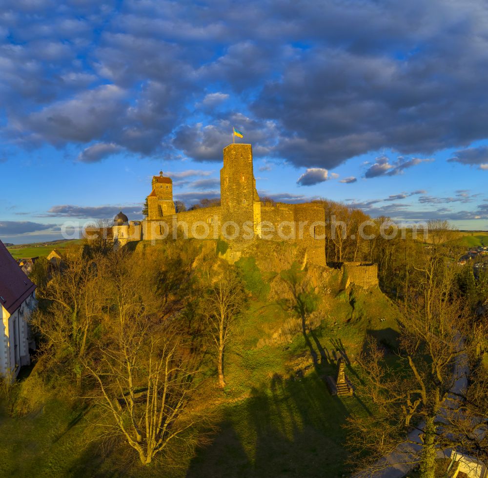 Stolpen from the bird's eye view: Castle of Schloss in Stolpen in the state Saxony, Germany