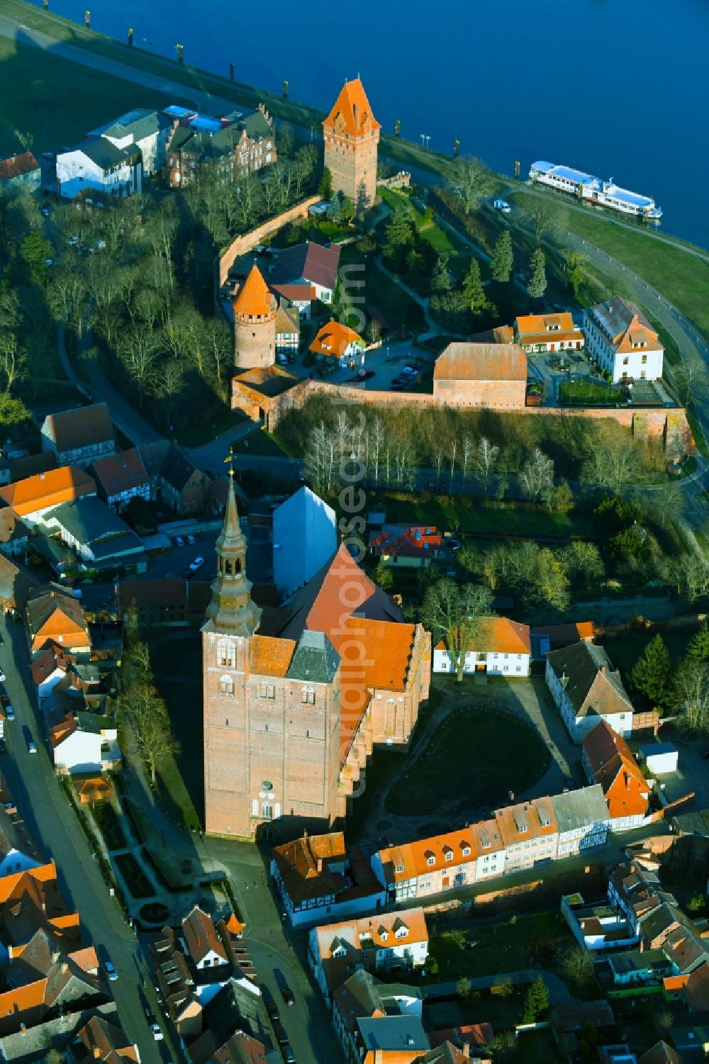 Aerial image Tangermünde - Castle of Schloss in Tangermuende in the state Saxony-Anhalt, Germany