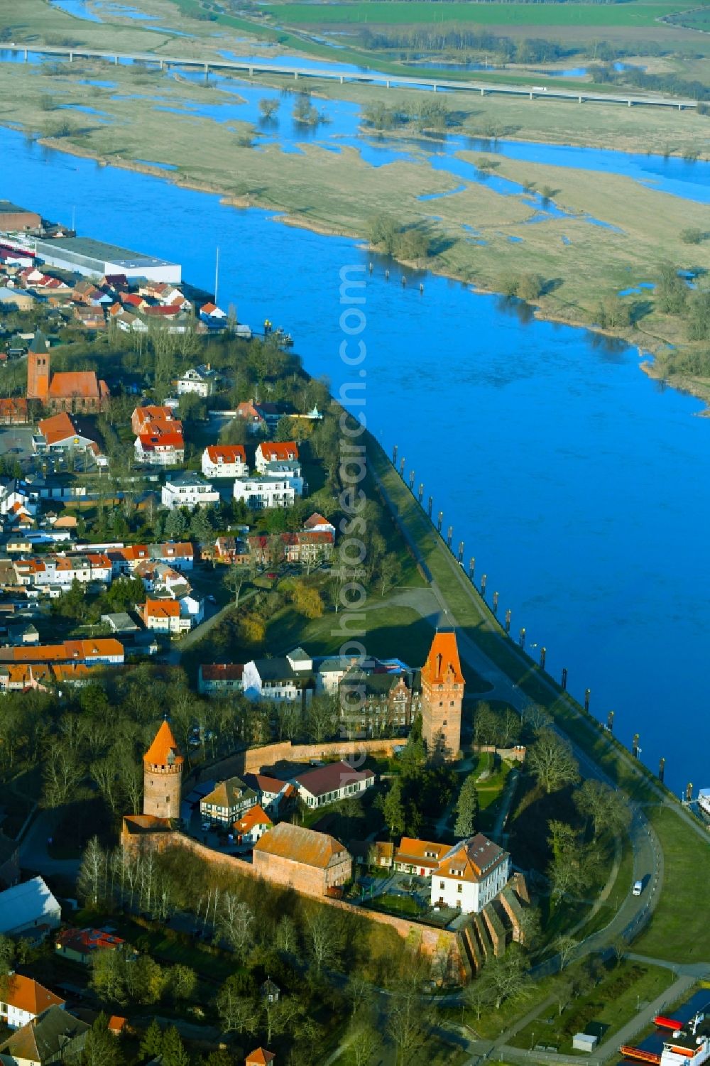 Tangermünde from the bird's eye view: Castle of Schloss in Tangermuende in the state Saxony-Anhalt, Germany