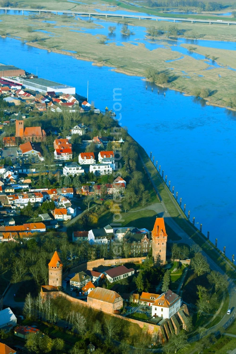 Aerial image Tangermünde - Castle of Schloss in Tangermuende in the state Saxony-Anhalt, Germany