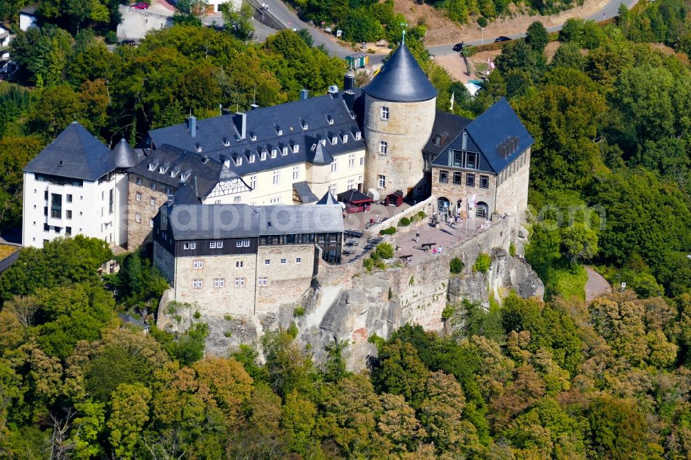 Waldeck from above - Castle of Schloss Waldeck in Waldeck in the state Hesse, Germany