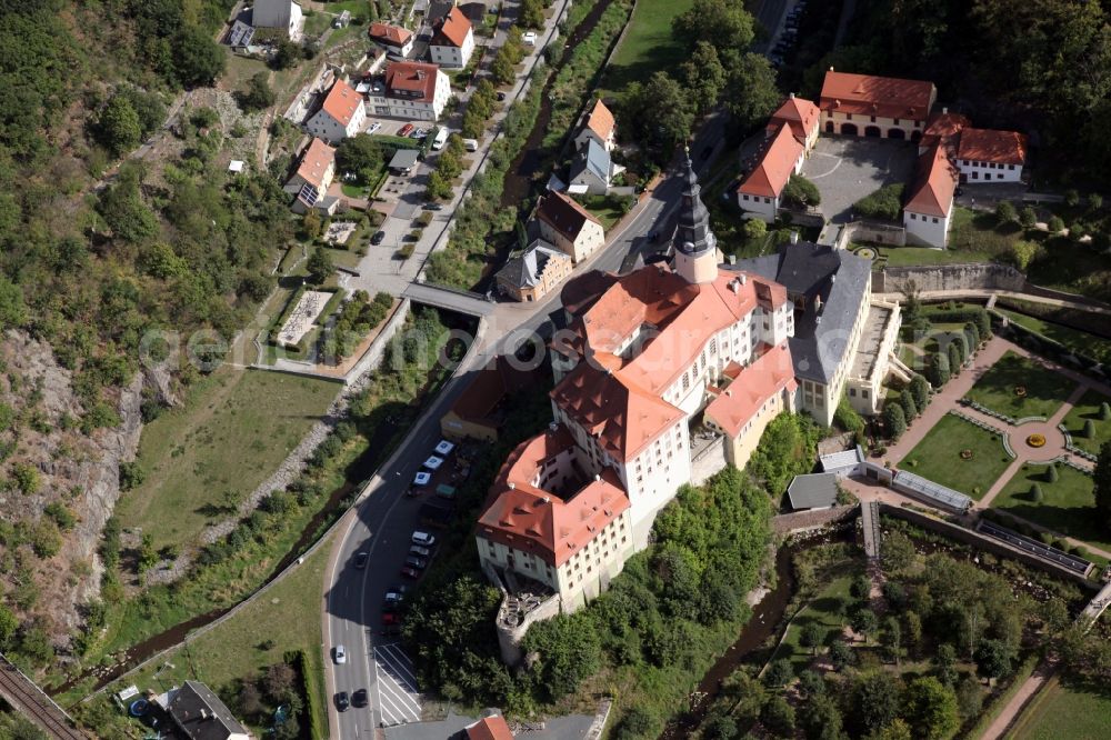 Weesenstein from above - Castle of Weesenstein in Weesenstein in the state Saxony, Germany