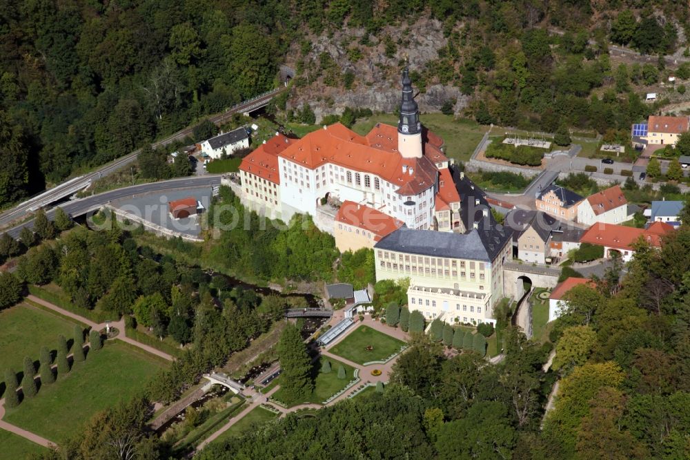 Weesenstein from above - Castle of Weesenstein in Weesenstein in the state Saxony, Germany