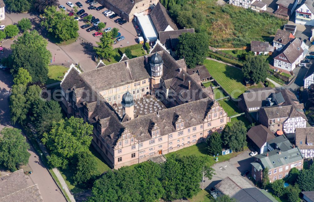 Bevern from above - Castle of Weserrenaissance Schloss Bevern in Bevern in the state Lower Saxony, Germany