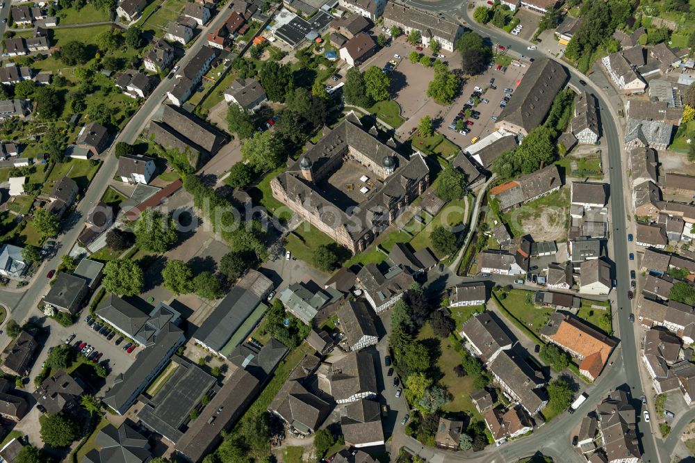 Bevern from above - Castle of Weserrenaissance Schloss Bevern in Bevern in the state Lower Saxony, Germany