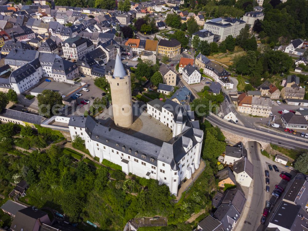 Zschopau from above - Castle of Wildeck in Zschopau in the state Saxony, Germany