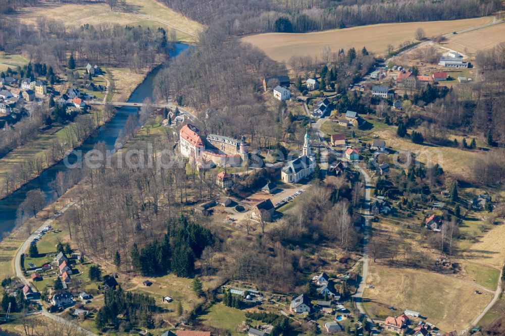 Aerial photograph Limbach-Oberfrohna - Castle of Wolkenburg on street Am Schloss in Limbach-Oberfrohna in the state Saxony, Germany