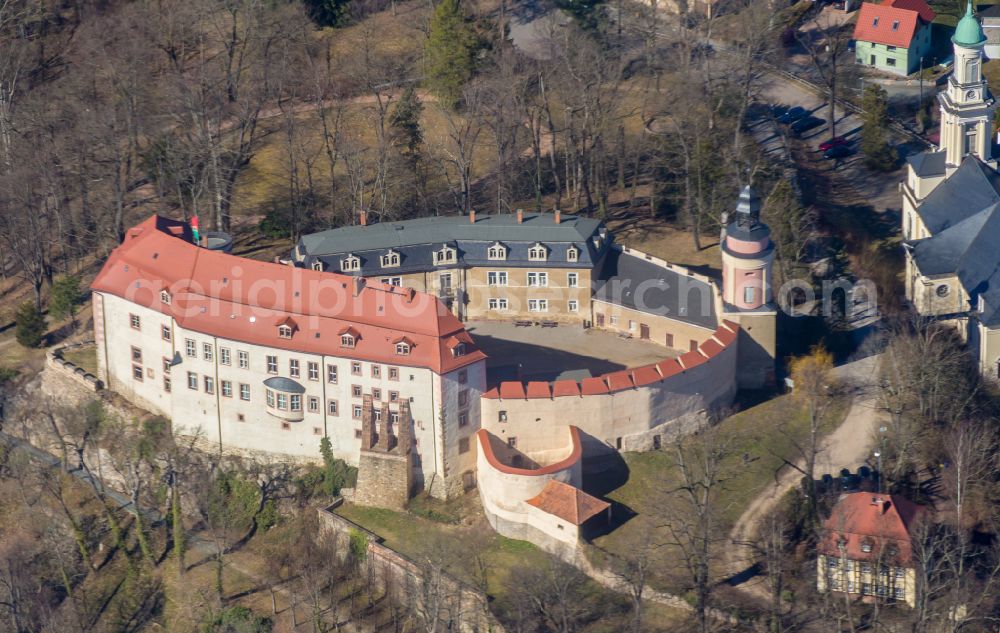 Limbach-Oberfrohna from the bird's eye view: Castle of Wolkenburg on street Am Schloss in Limbach-Oberfrohna in the state Saxony, Germany