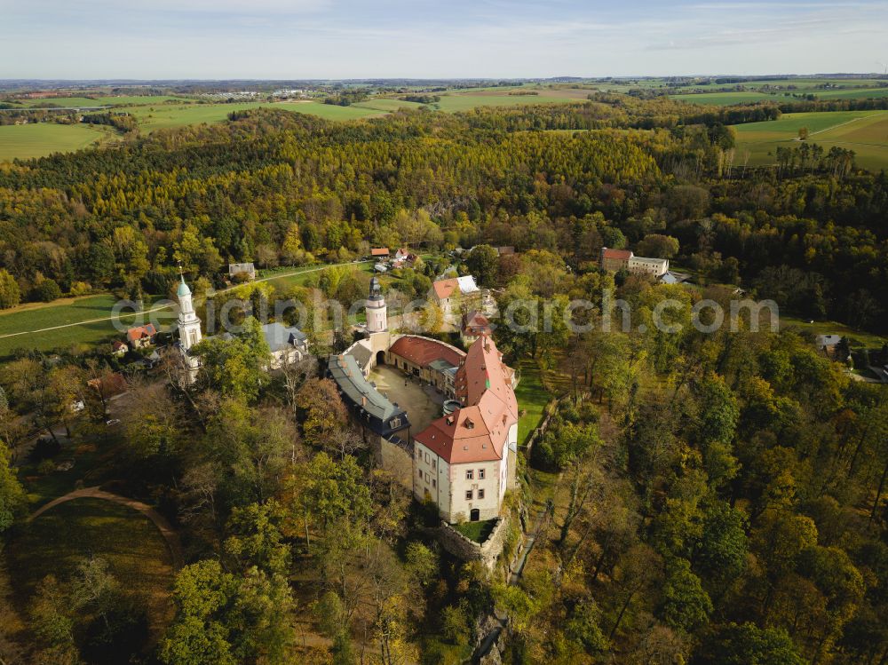 Aerial image Limbach-Oberfrohna - Castle of Wolkenburg on street Am Schloss in Limbach-Oberfrohna in the state Saxony, Germany