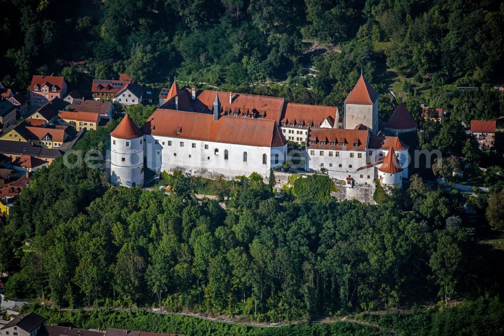 Wörth an der Donau from above - Castle of Woerth an der Donau in the state Bavaria, Germany