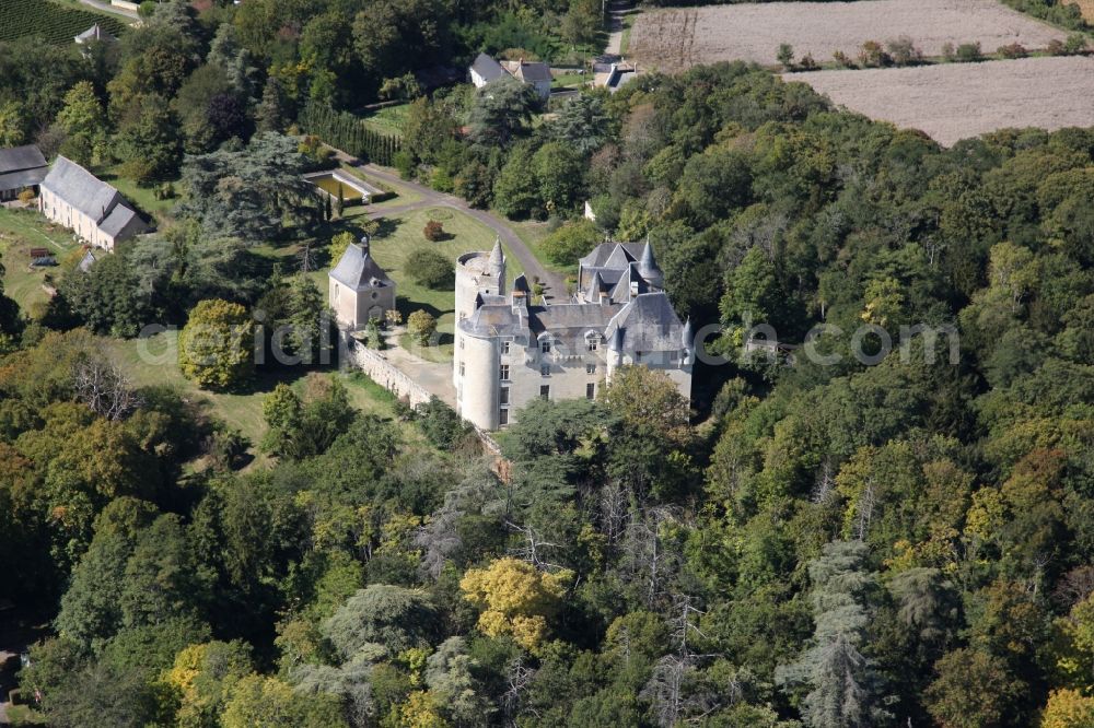 Aerial image Coutures - Castle of Chateau Montsabert in the district Montsabert in Coutures in Pays de la Loire, France