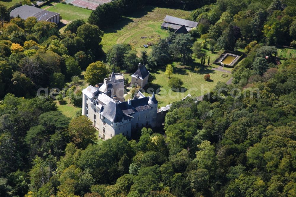 Coutures from above - Castle of Chateau Montsabert in the district Montsabert in Coutures in Pays de la Loire, France