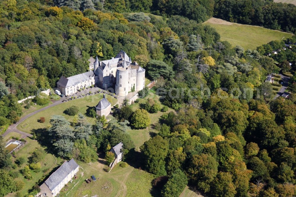 Coutures from above - Castle of Chateau Montsabert in the district Montsabert in Coutures in Pays de la Loire, France