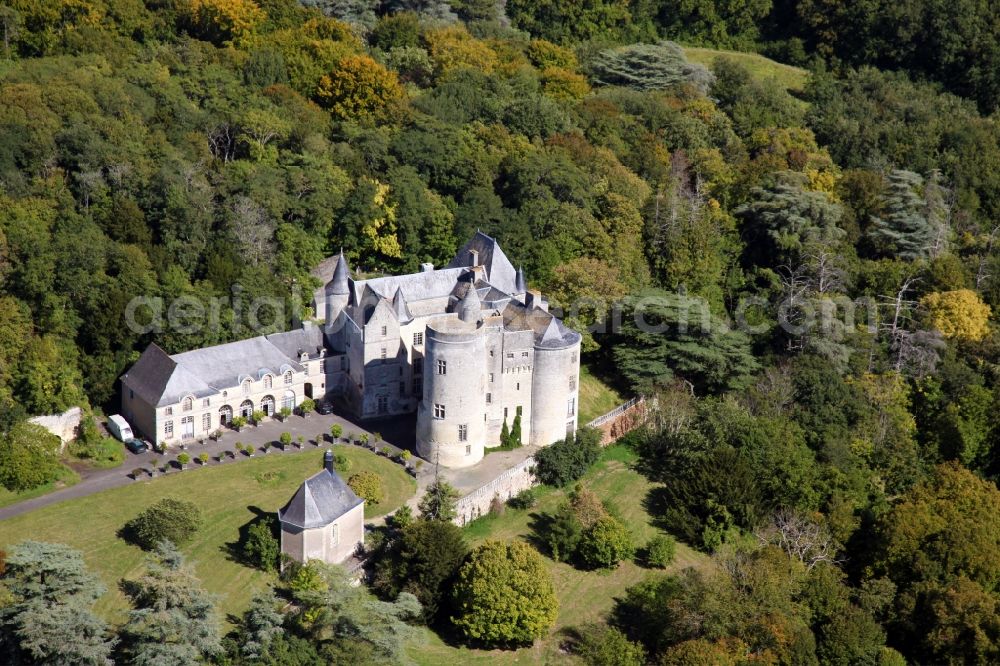 Coutures from the bird's eye view: Castle of Chateau Montsabert in the district Montsabert in Coutures in Pays de la Loire, France