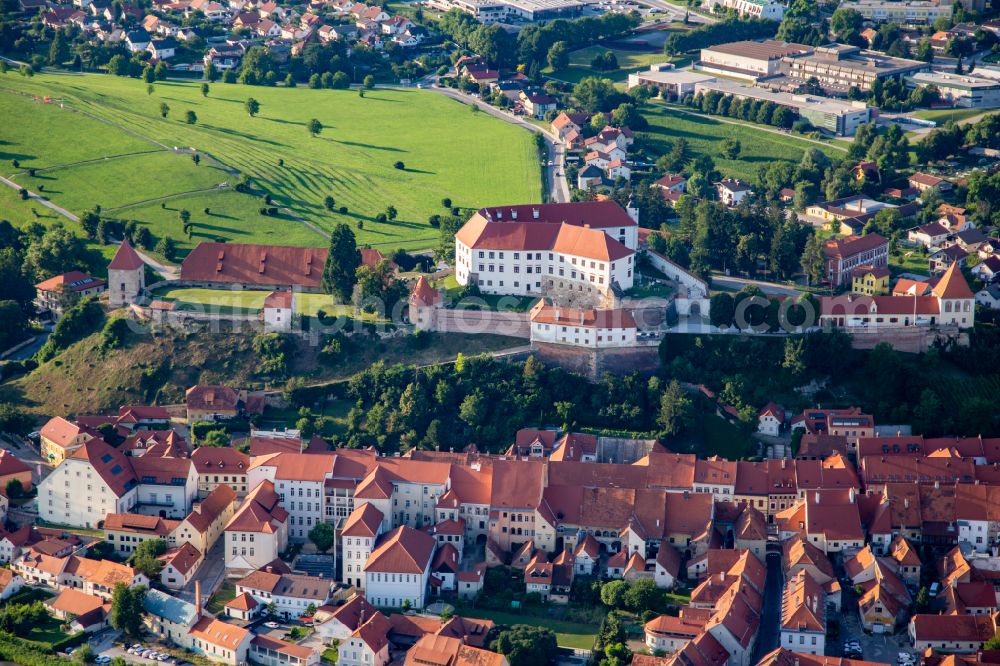 Ptuj from above - Castle of the fortress above the hisorical old town in Ptuj in Slovenia