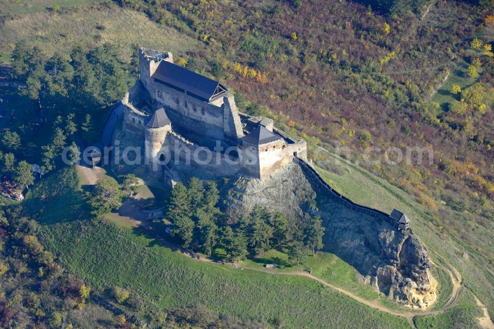 Boldogkövaralja from the bird's eye view: Castle of the fortress Boldogko Vara in Boldogkoevaralja in Borsod-Abauj-Zemplen, Hungary