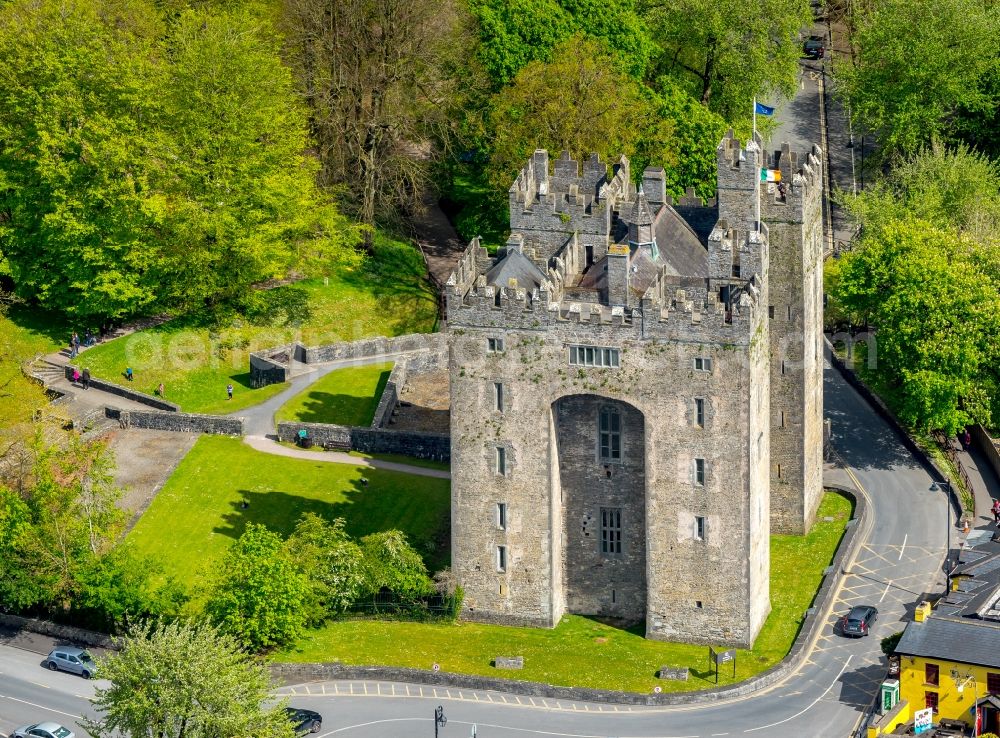 Aerial image Bunratty - Castle of the fortress Bunratty Castle in Bunratty in Clare, Ireland