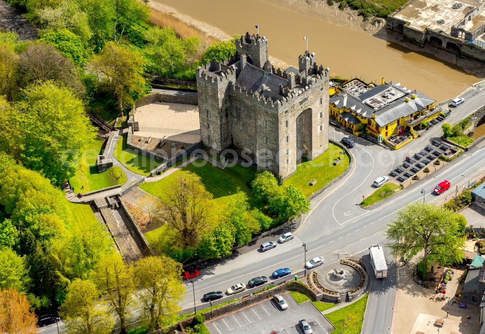 Bunratty from above - Castle of the fortress Bunratty Castle in Bunratty in Clare, Ireland