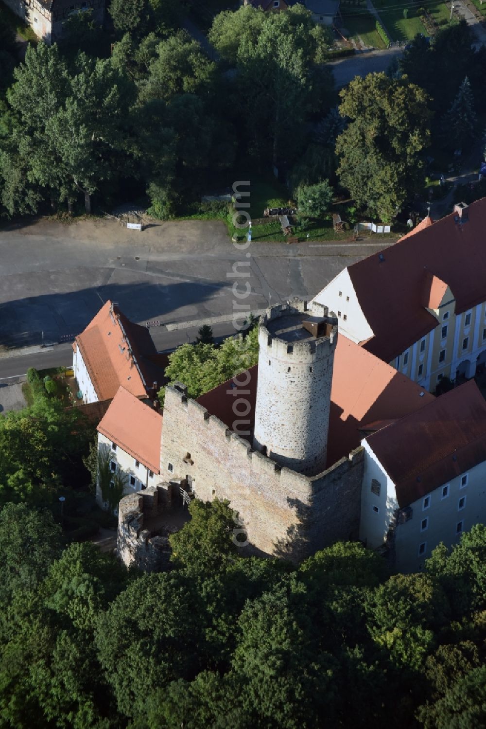 Kohren-Sahlis from above - Castle of the fortress Burg Gnandstein in Kohren-Sahlis in the state Saxony