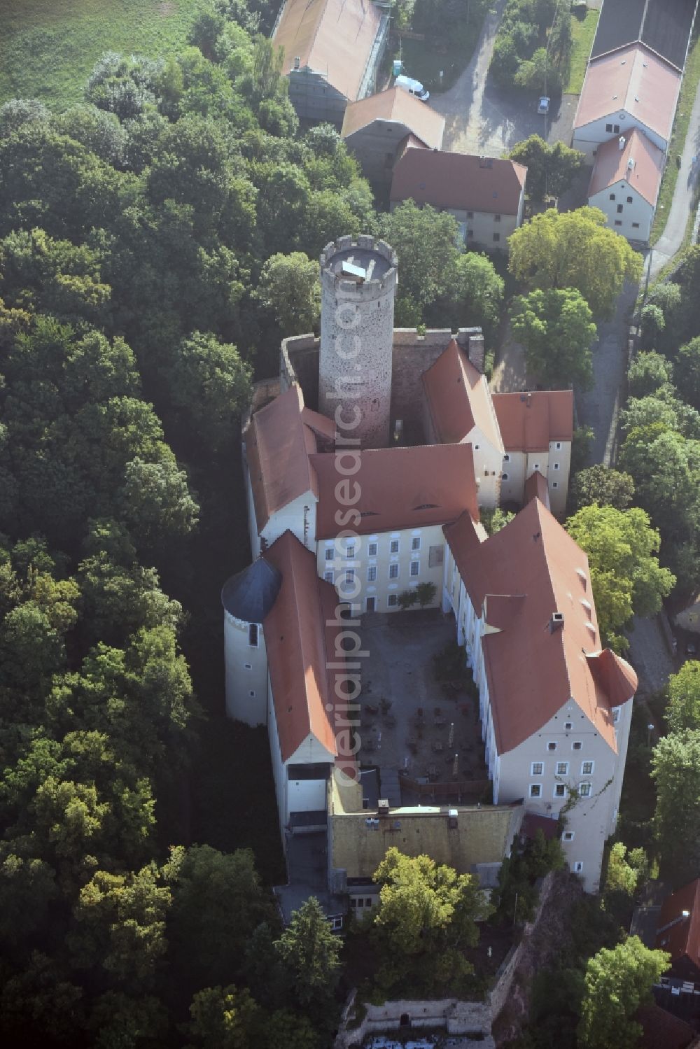 Aerial image Kohren-Sahlis - Castle of the fortress Burg Gnandstein in Kohren-Sahlis in the state Saxony