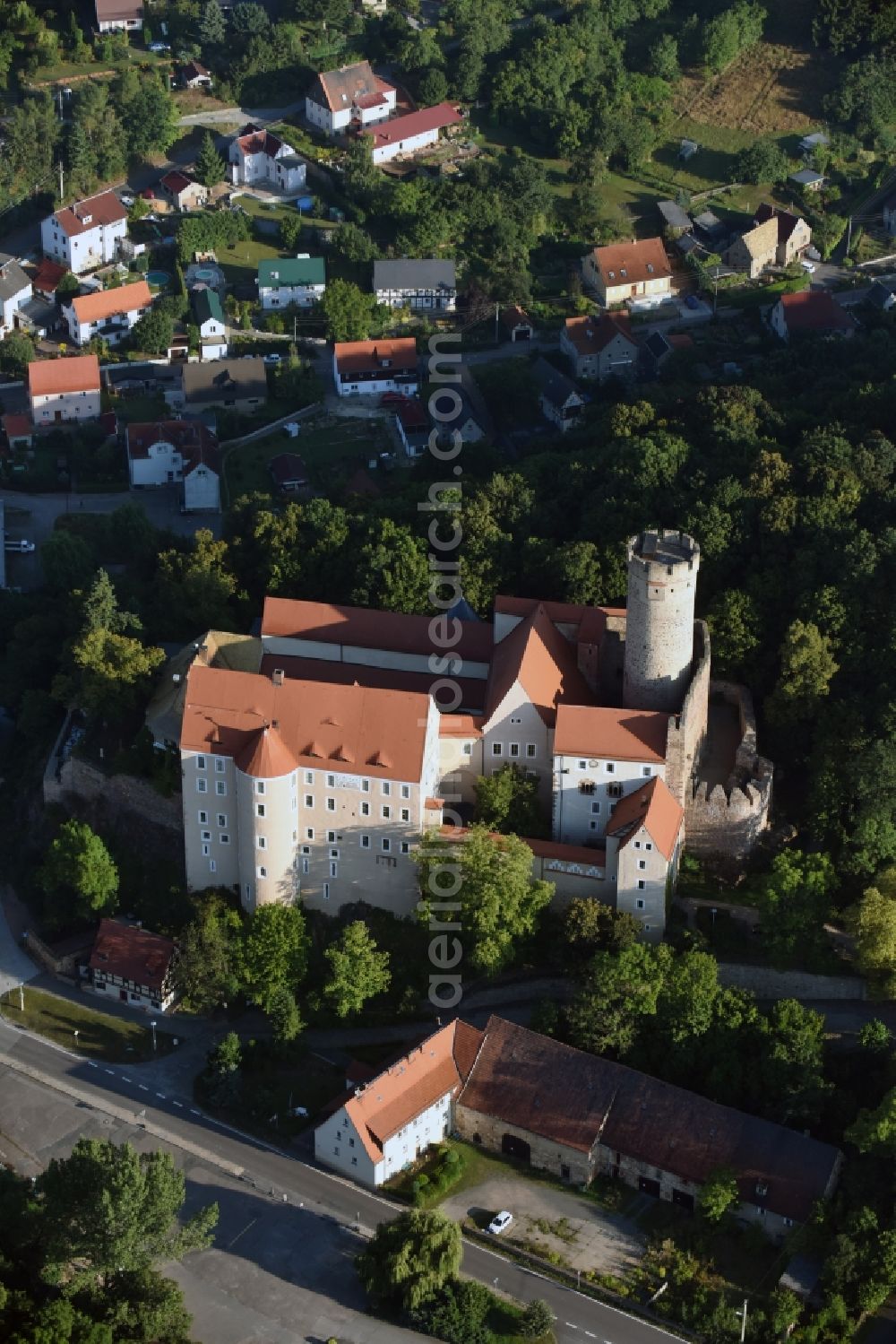 Aerial image Kohren-Sahlis - Castle of the fortress Burg Gnandstein in Kohren-Sahlis in the state Saxony