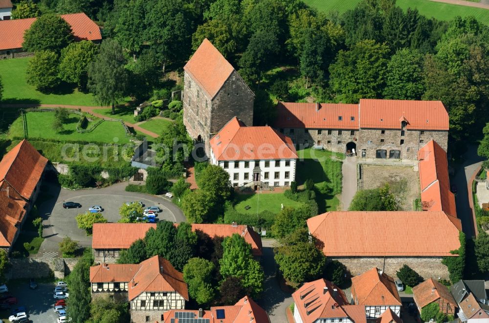 Aerial photograph Hardegsen - Castle of the fortress Burg Hardeg in Hardegsen in the state Lower Saxony, Germany