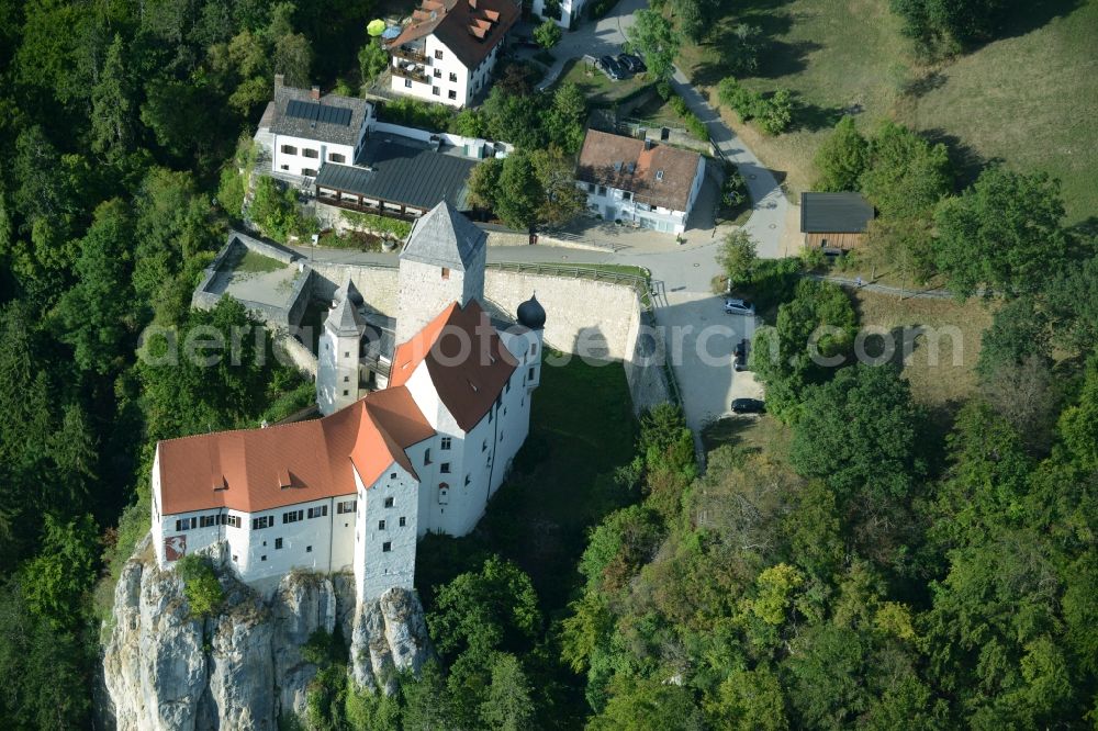 Riedenburg from the bird's eye view: Castle of the fortress Burg Prunn in Riedenburg in the state Bavaria